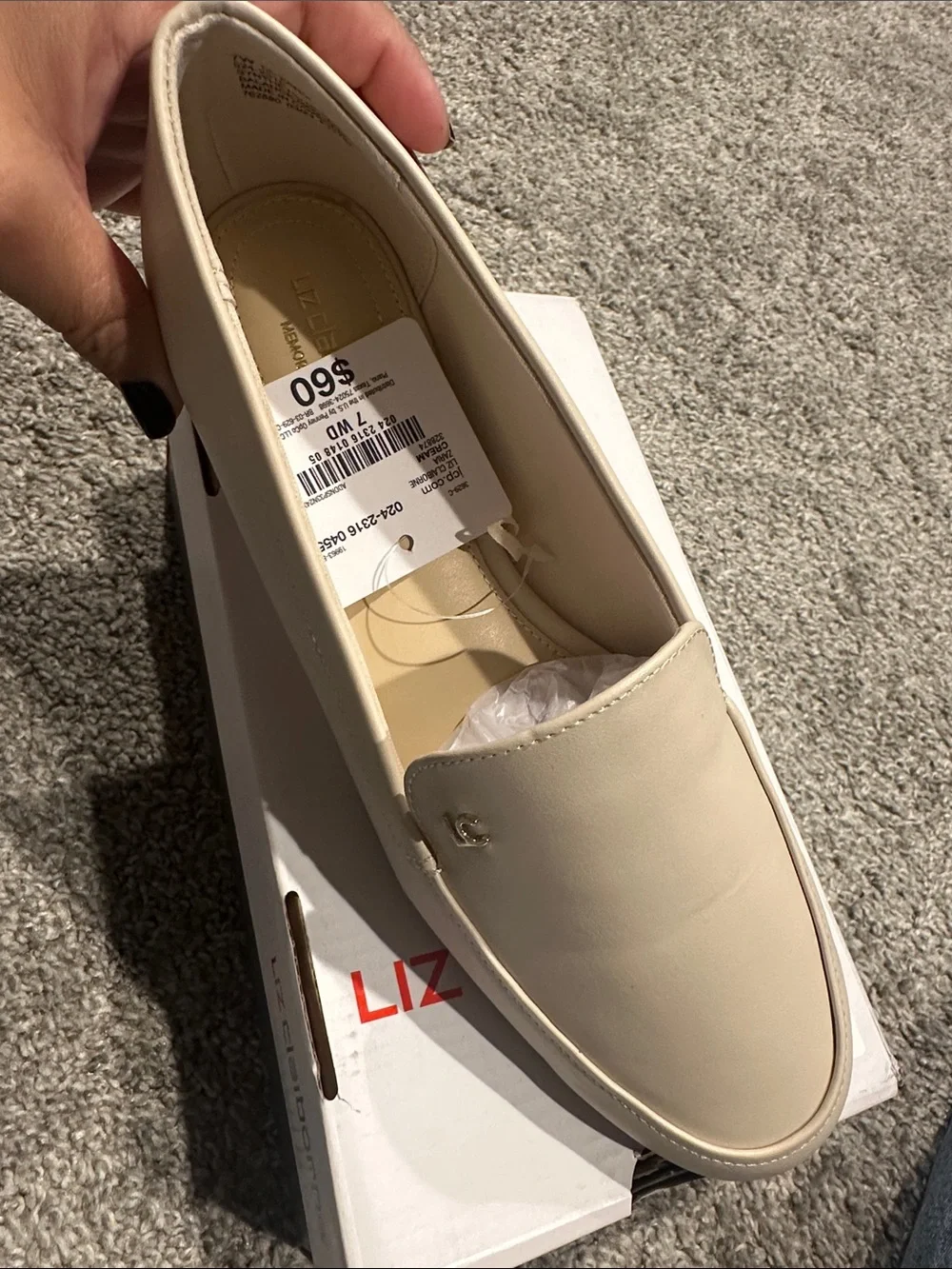 Liz Claiborne Cream Women’s Slip-On Loafer with Gold Accent